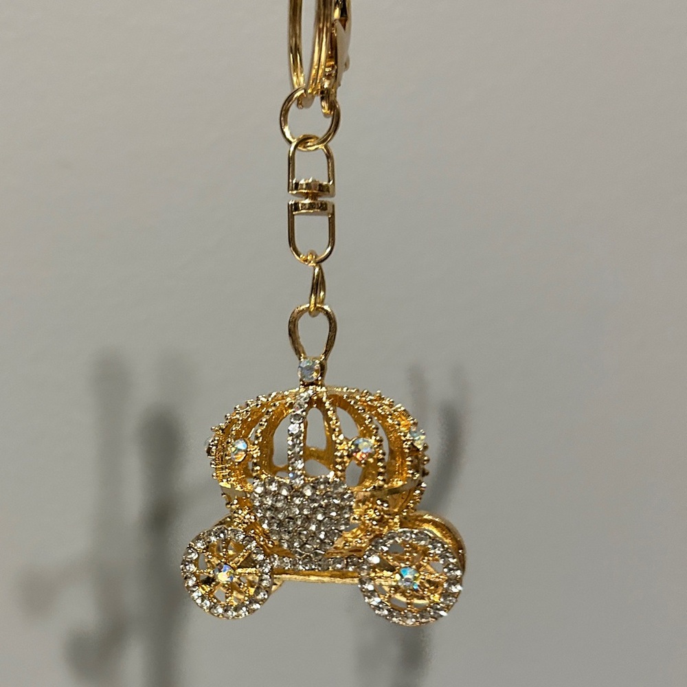 Elegant Gold and Silver Carriage Bag Charm & Keychain